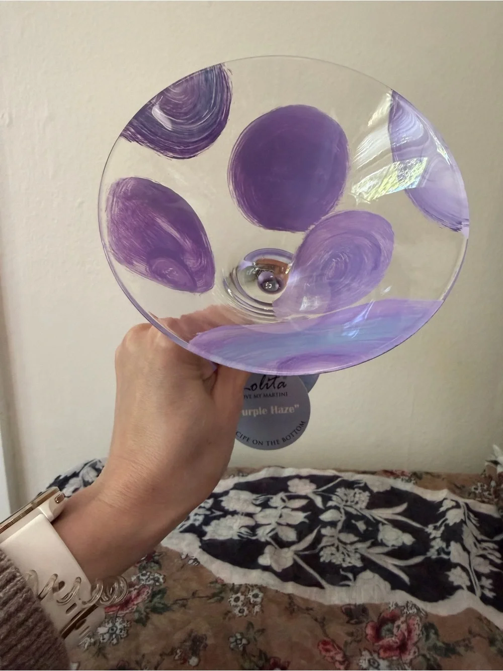 Lolita Purple Haze Hand Painted Martini Glass Gift Box